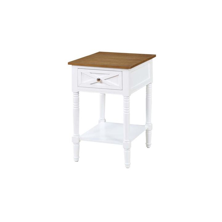 Convenience Concepts  Country Oxford End Table with Charging Station, Driftwood &