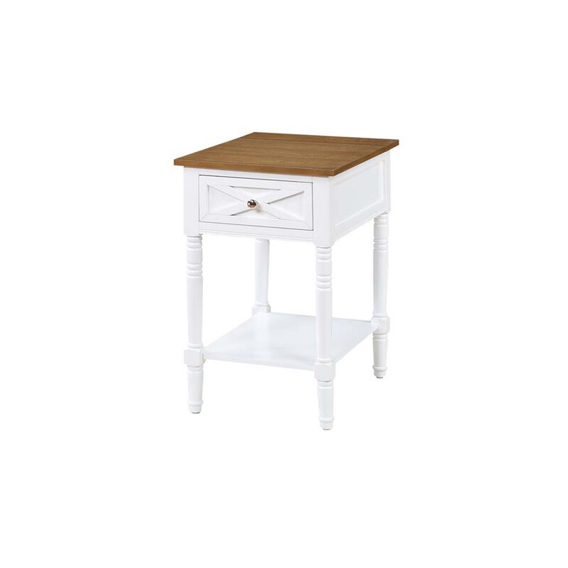 Convenience Concepts  Country Oxford End Table with Charging Station, Driftwood &