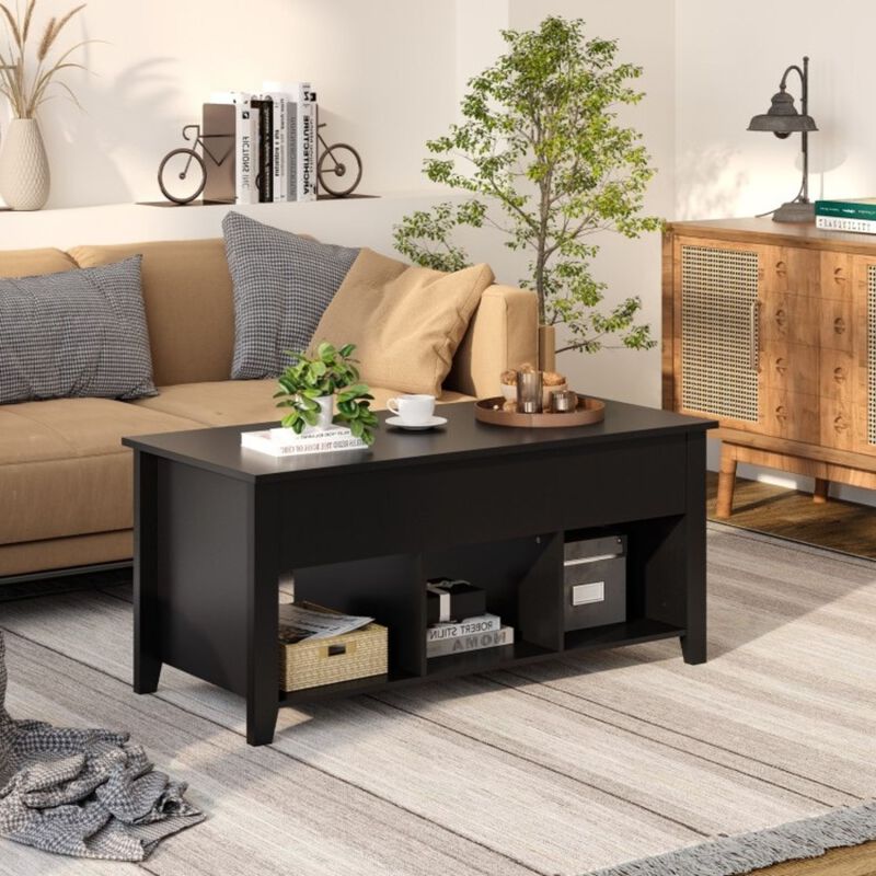 Hivvago Modern Black Wooden Lift Top Coffee Table