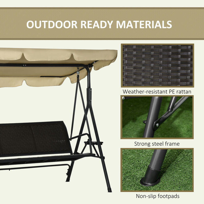 Hivvago 3-Seat Patio Swing with Adjustable Canopy image number 5
