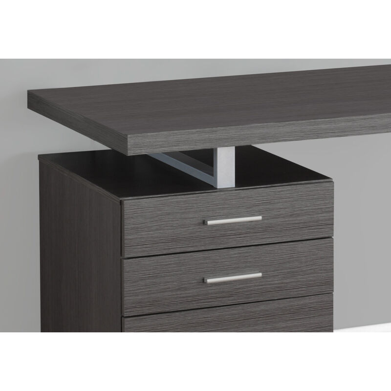 Monarch Specialties I 7426 Computer Desk, Home Office, Laptop, Left, Right Set-up, Storage Drawers, 48"L, Work, Metal, Laminate, Grey, Contemporary, Modern