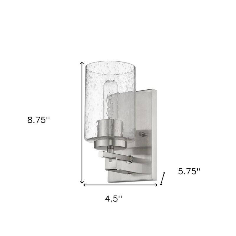 Hivvago Silver Metal and Textured Glass Wall Sconce