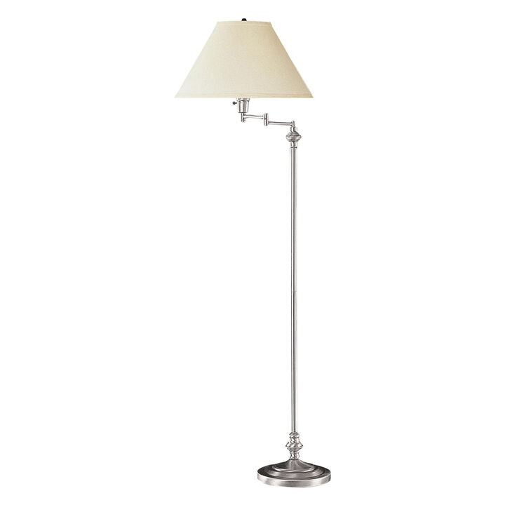Hivvago 59" Nickel Swing Arm Floor Lamp With Beige Fabric Empire Shade