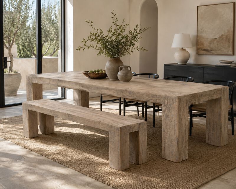 Ravello Solid Wood Bench in Weathered Gray image number 1