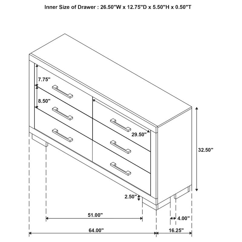 Coaster Co. of America Jessica 6-drawer Dresser Cream White image number 1
