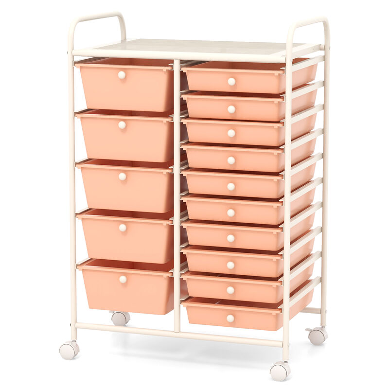 15-Drawer Storage Cart &ndash; Multi-Function Rolling Organizer with Handles