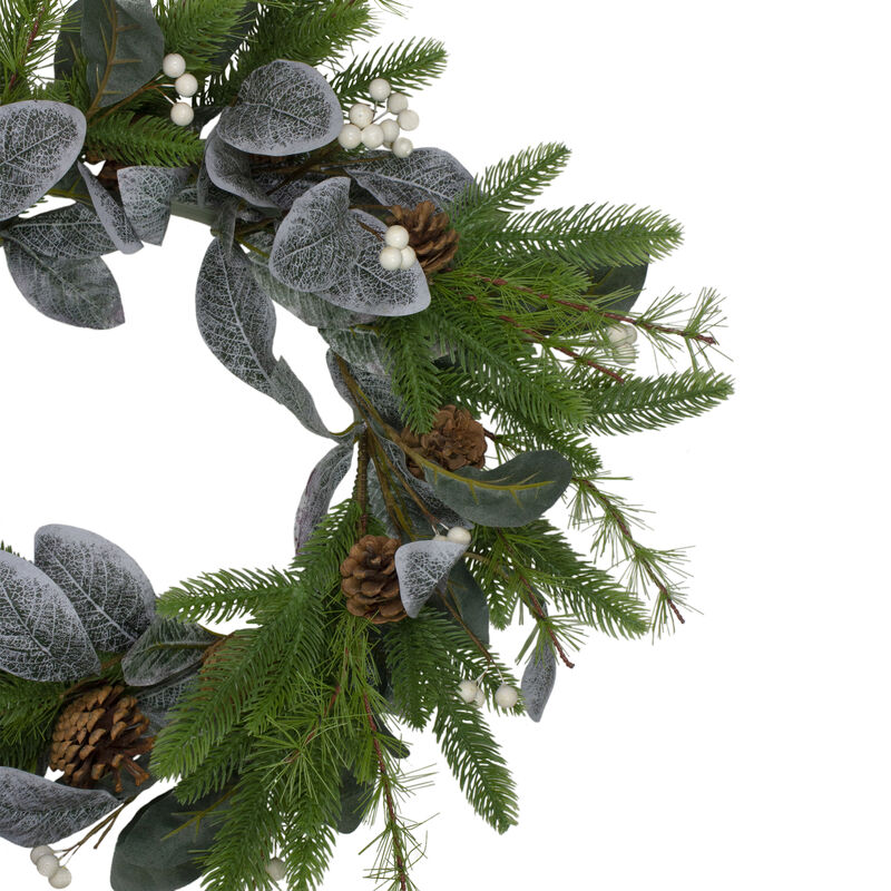 Mixed Pine  White Berries and Pinecones Artificial Christmas Wreath - 22-Inch  Unlit