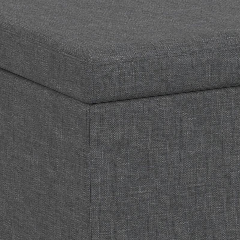 Simpli Home Avalon Extra Large Storage Ottoman Bench In Slate Grey Polyester Linen Fabric