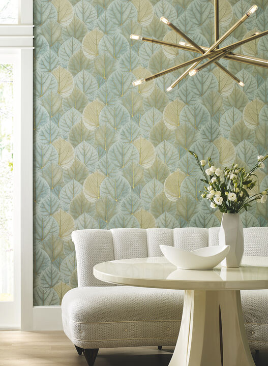 Leaf Concerto Turquoise Wallpaper
