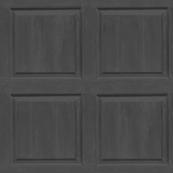 Bellamy Charcoal Wooden Panel Wallpaper