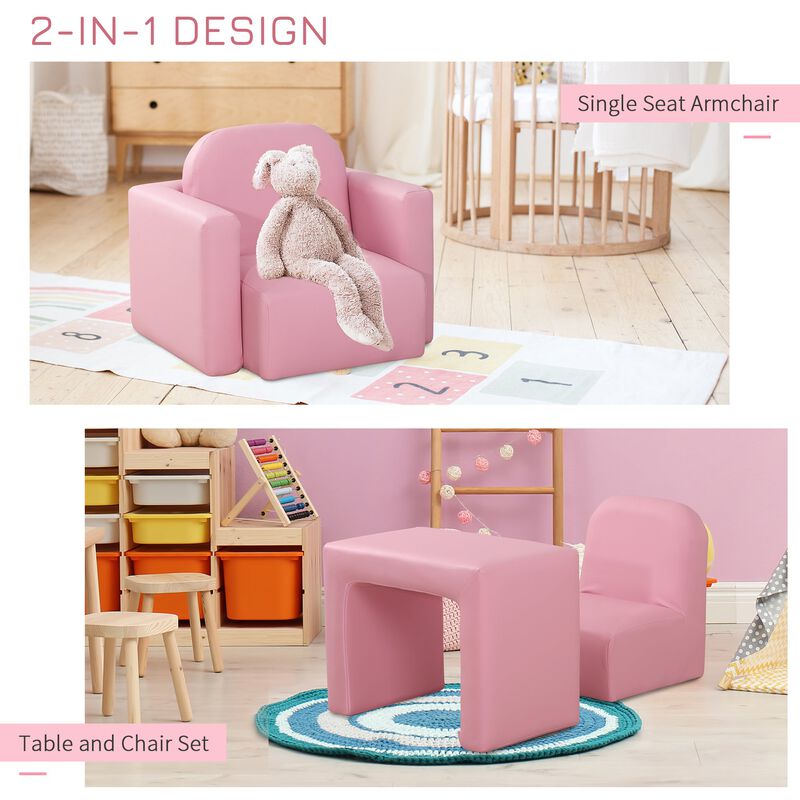Pink Versatile Tot Seat: 2-in-1 Convertible Kids Sofa & Table