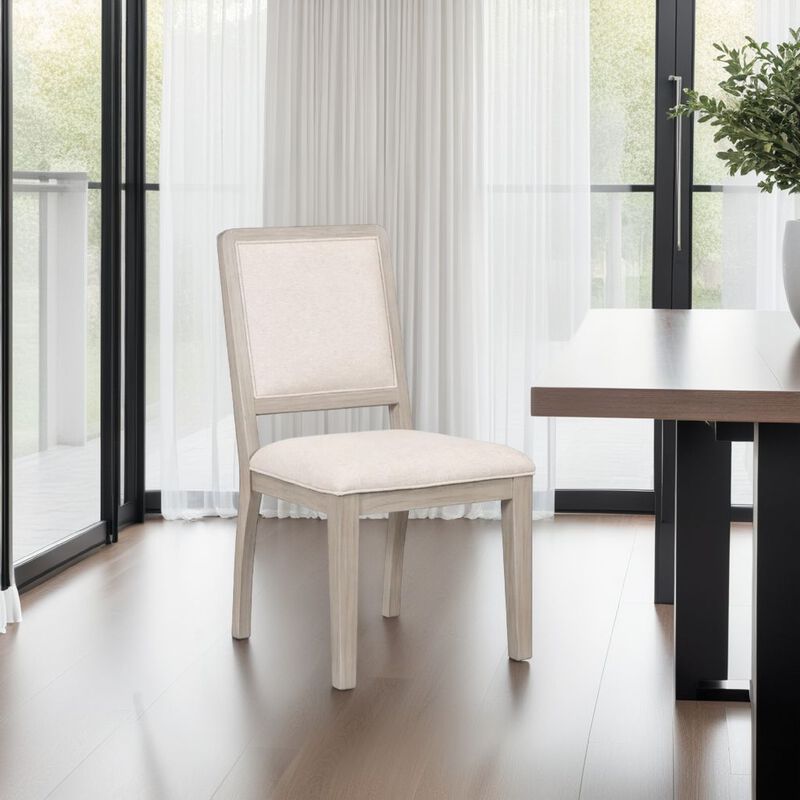 Giva Dining Side Chair Set of 2, Rattan Design, Natural Brown Wood