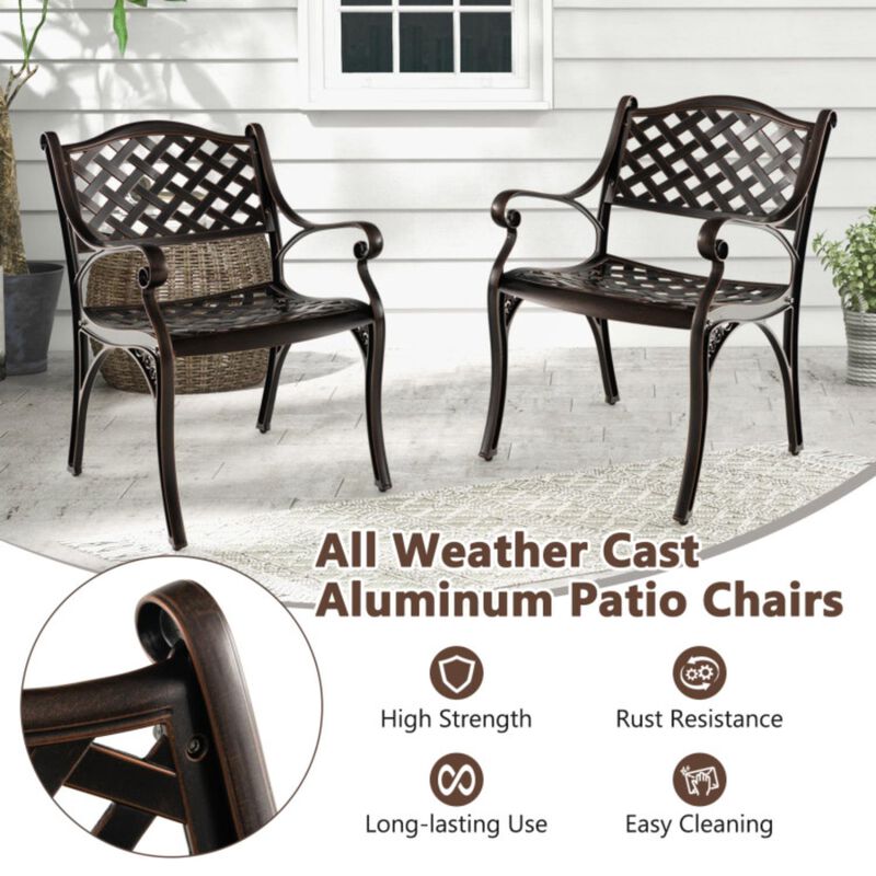 Hivvago Cast Aluminum Dining Chairs Set of 2 with Patio Chairs Armrests Flower Pattern