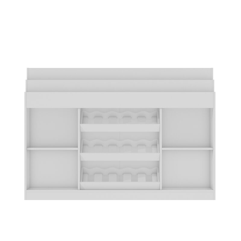 FUFU&GAGA Modern Stepped-Top Wine Cabinet with Tilted Bottle Rack, Wave Light Effect with Adjustable Brightness, 4mm Tempered Glass, (56.3 in. W x 15.7 in. D x 39.4 in. H), White