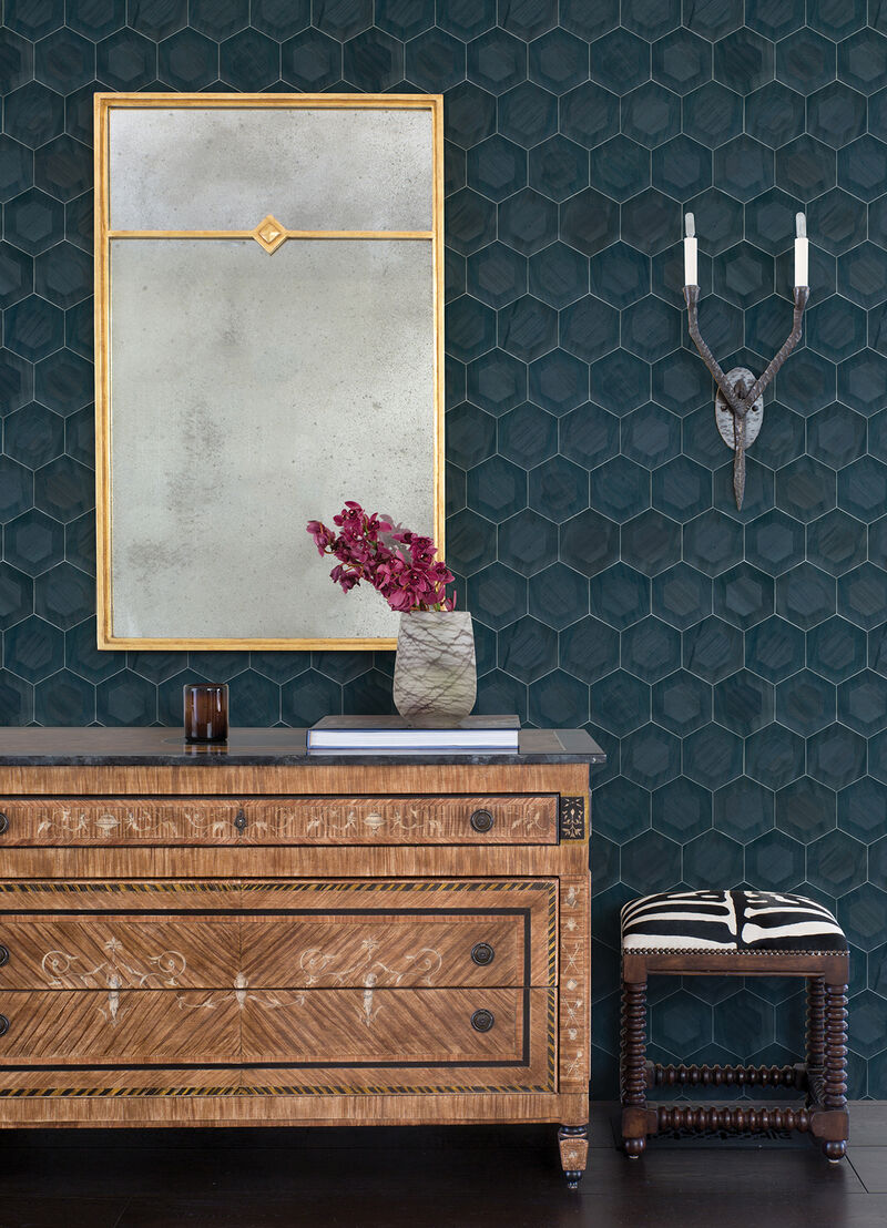 Shunan Blue Veneer Inlay Wallpaper image number 1