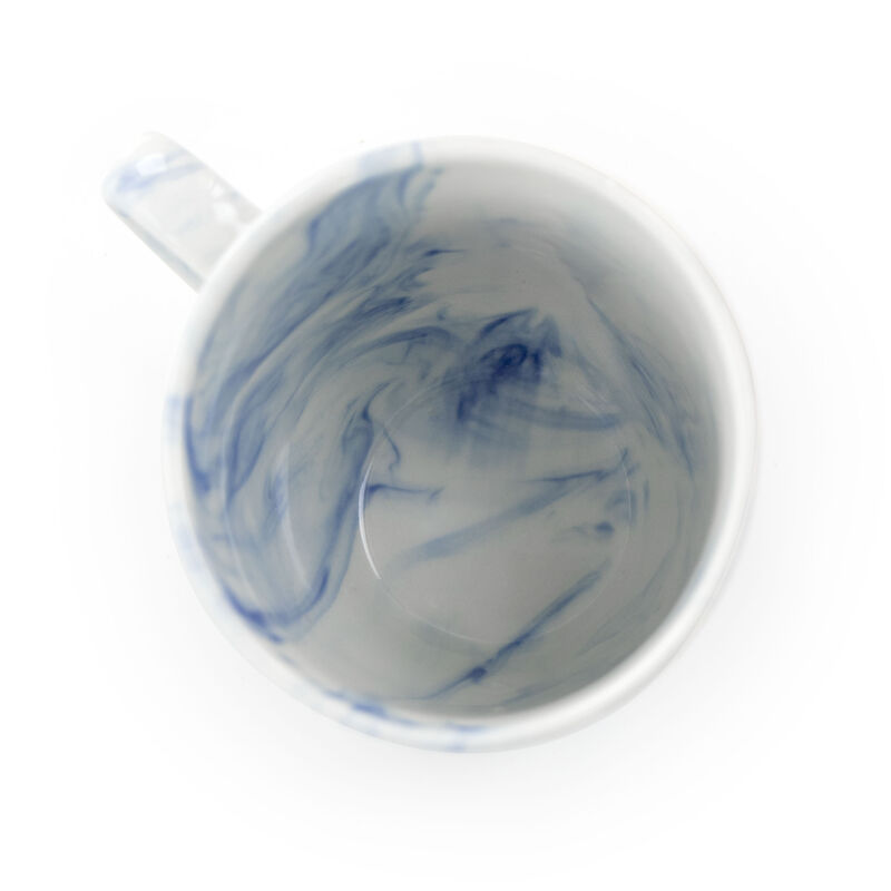 Elama Fine Marble 16 Piece Stoneware Dinnerware Set in Blue and White