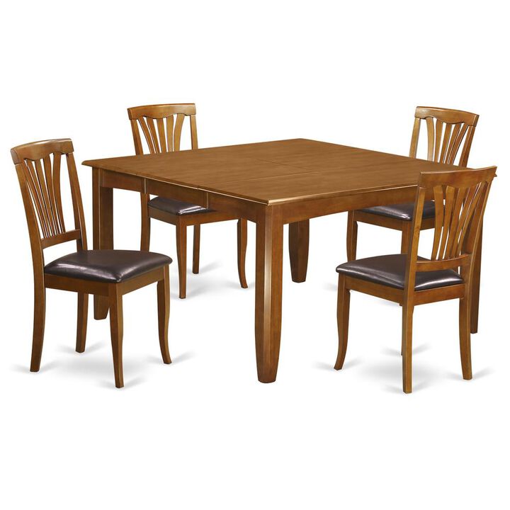 5 Pc Dining room set-Square Table with Leaf and 4 Dining Chairs