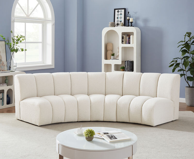 Meridian Furniture Infinity Cream Boucle Fabric 3pc. Modular Sectional image number 1