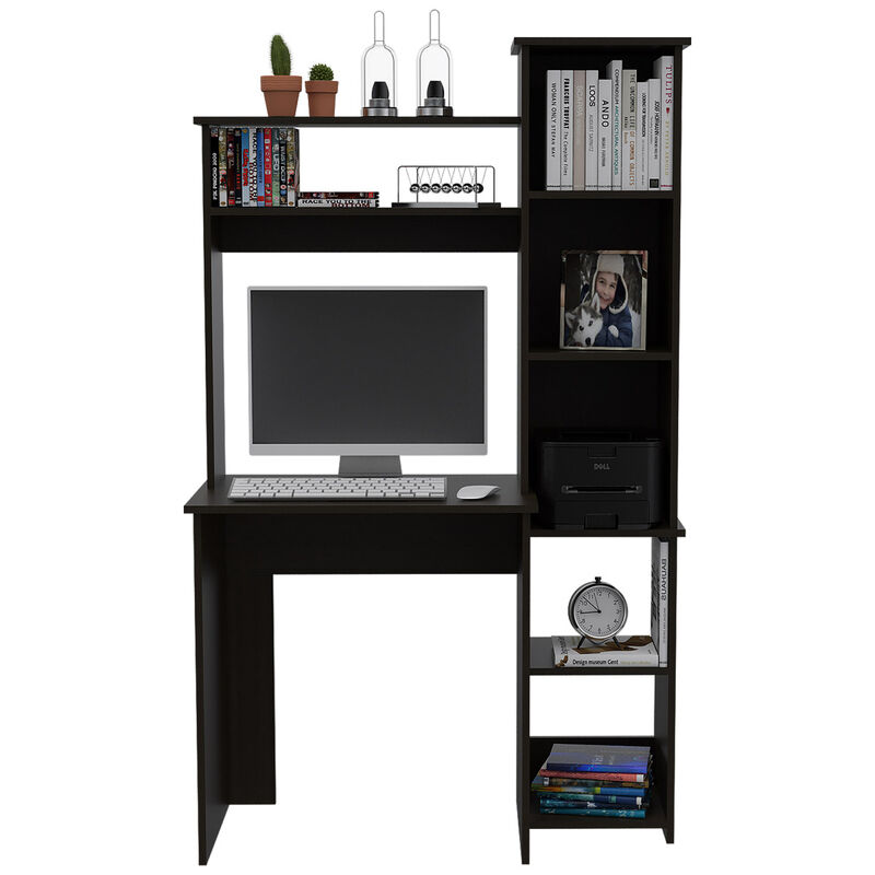 Streamdale Marston 6-Shelf Writing Desk With Built-In Bookcase Wengue