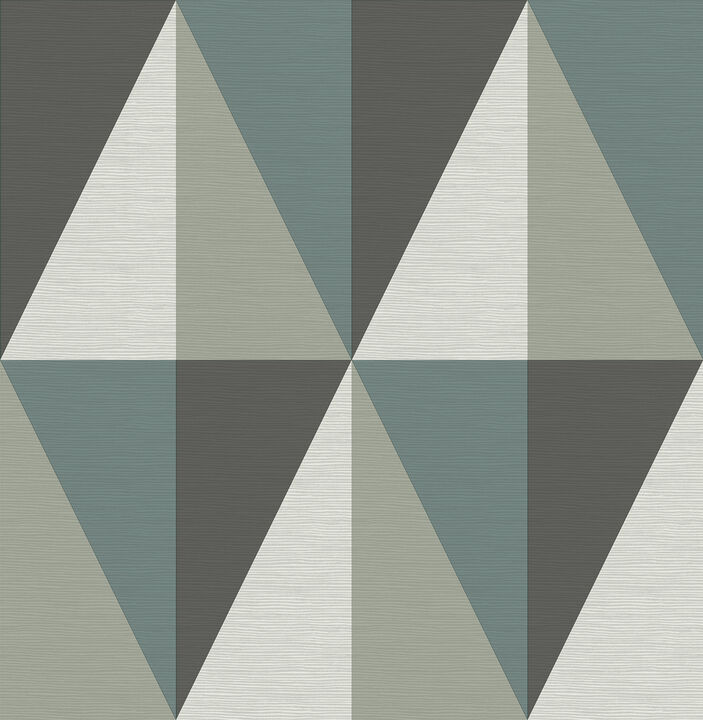 Aspect Teal Geometric Faux Grasscloth Wallpaper