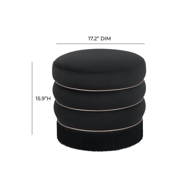 TOV Furniture Lakka Black Velvet Ottoman image number 6