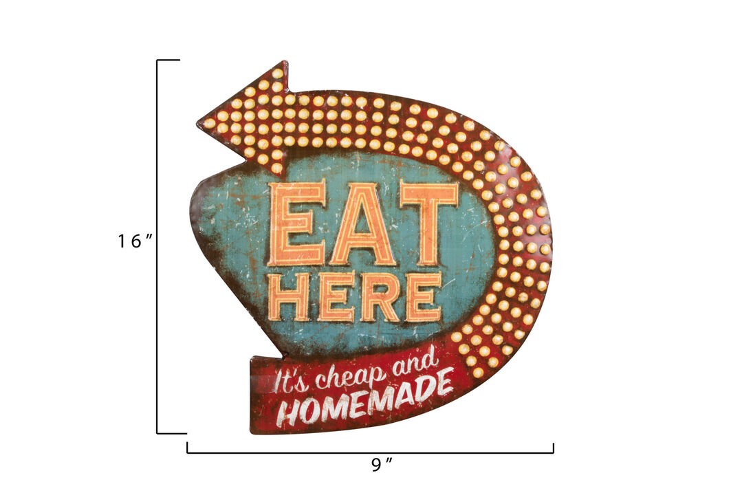 Metal &ldquo;Eat Here&rdquo; Retro Wall D&eacute;cor, Multicolor
