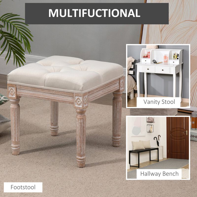 Hivvago Vintage Tufted Ottoman Bench with Wooden Legs image number 5