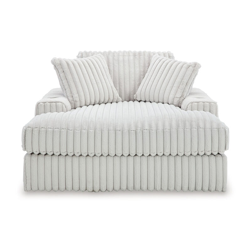 Peno Oversized Lounge Chaise, USB, Light Gray Jumbo Cord Polyester - Benzara