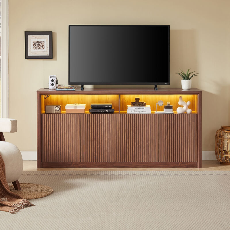 Zegtu 67" Wooden Sideboard LED Light Strip image number 2