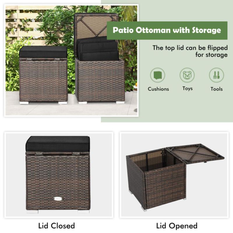 Hivvago 2 Pieces Patio Ottoman with Hidden Storage Space