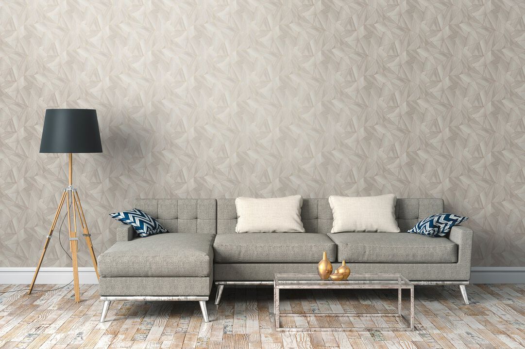 The Woods and Wicker Geometric Wood Effect Motif Beige Wallpaper WW22222