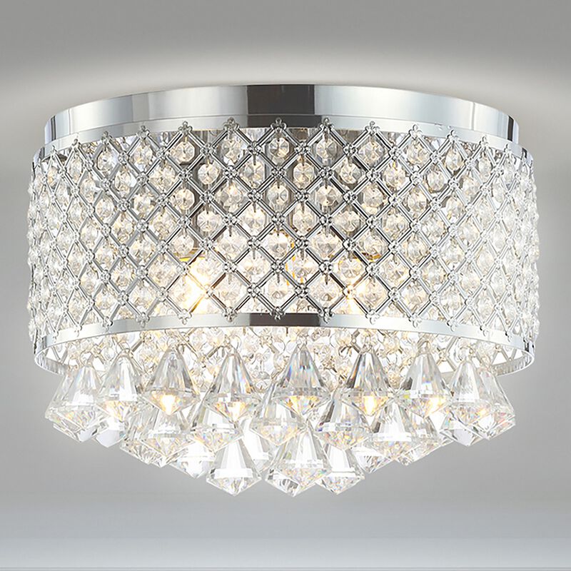 Evelyn 3-Light Crystal Drops/Metal LED Flush Mount