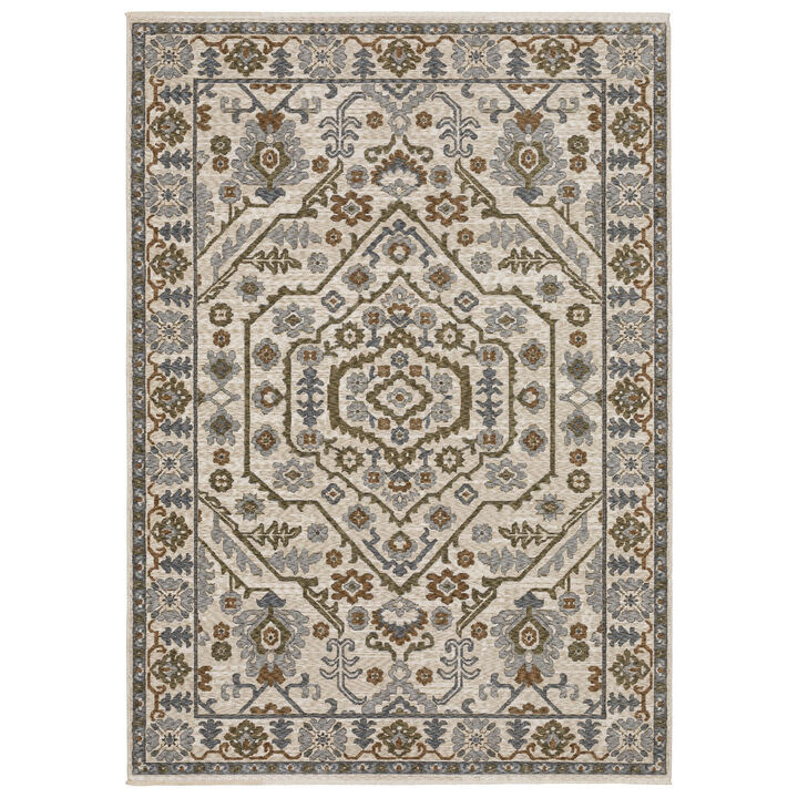 HomeRoots Floral Area Rug With Fringe