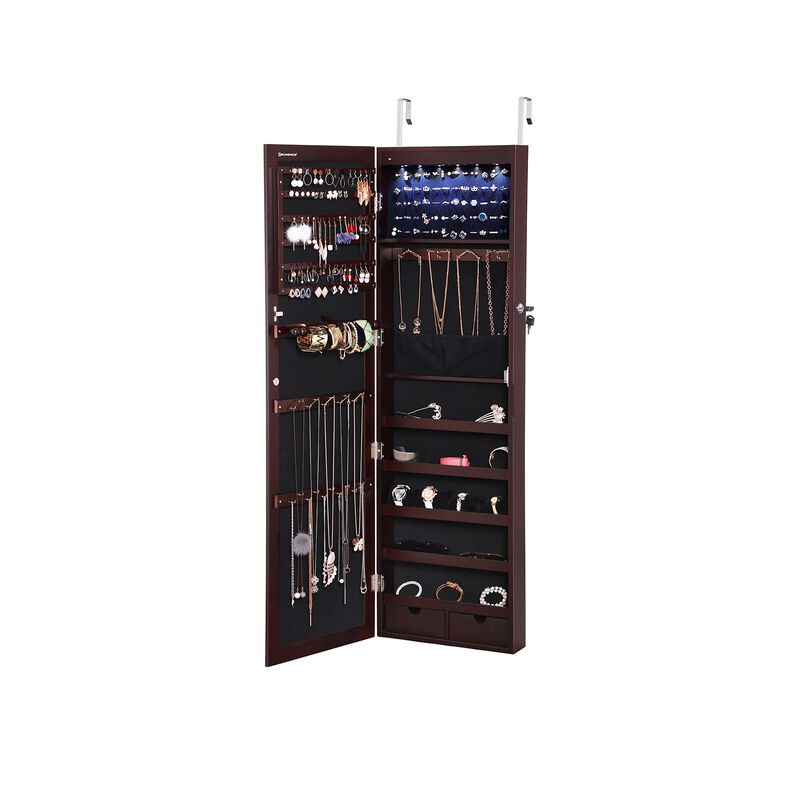 Hivvago Brown Hanging Jewelry Armoire