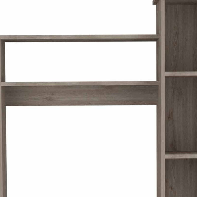 HomeRoots 39" Charcoal Wood Pedestal Computer Desk With Hutch image number 2