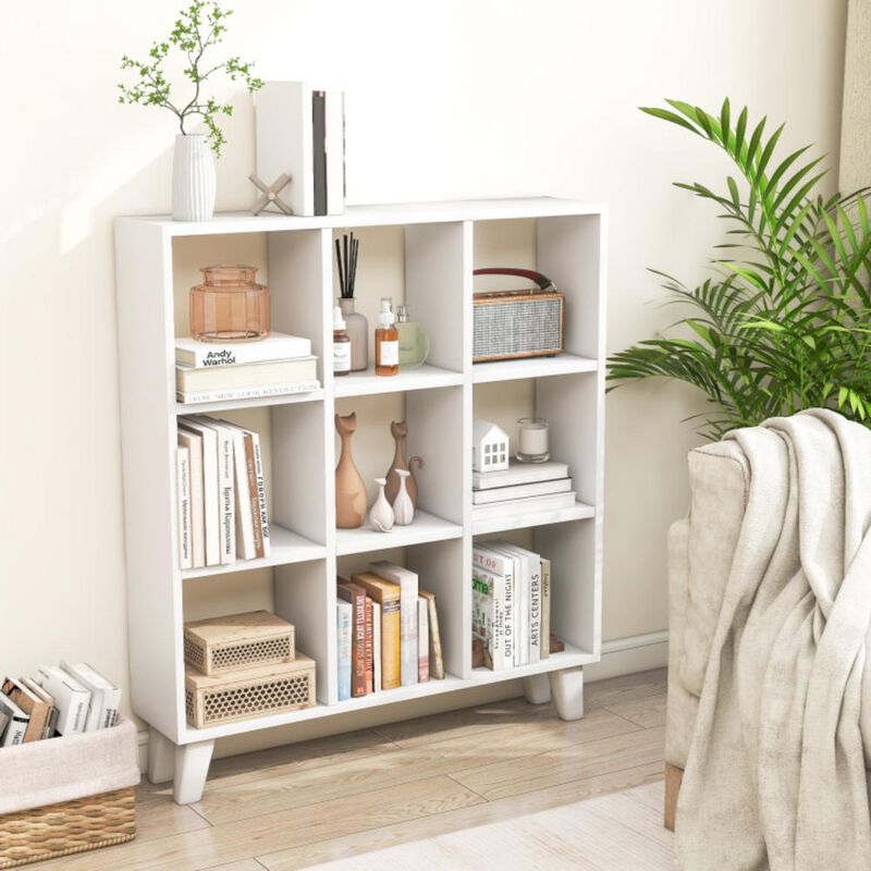 Hivvago 9-Cube Bookcase with 6 Removable Shelves and Raised Support Feet