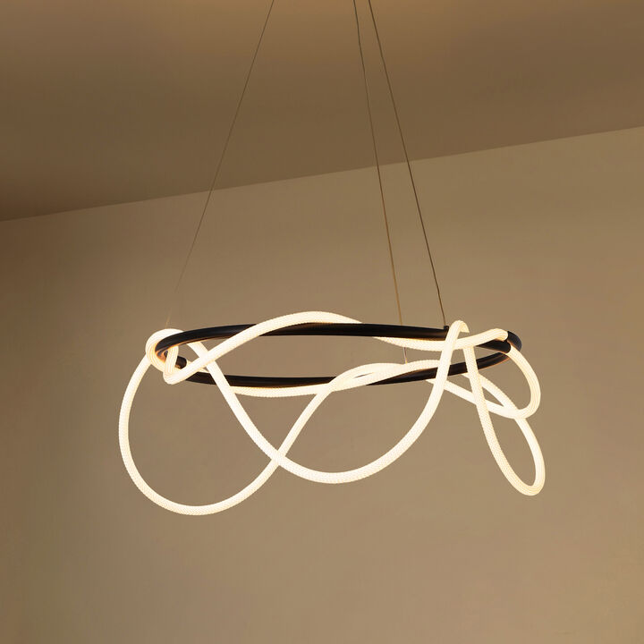 Lisette Contemporary Minimalist 360 Adjustable Silicone Neon Rope Dimmable Integrated LED Chandelier