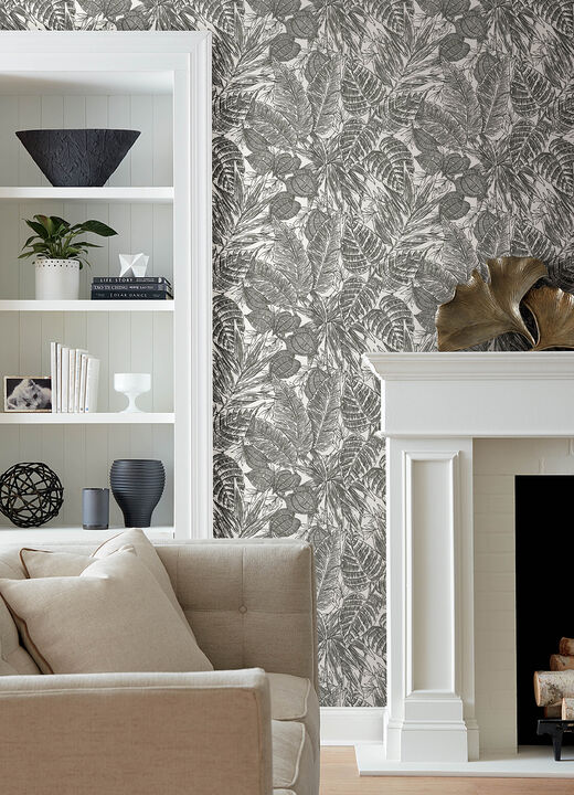 Brentwood Black Palm Leaves Wallpaper