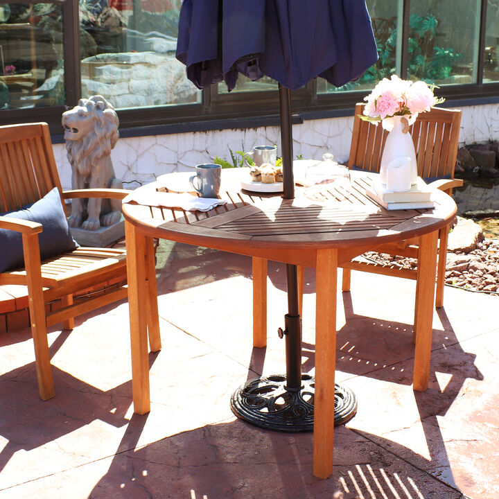 Sunnydaze 42.75 in Meranti Wood Round Patio Dining Table