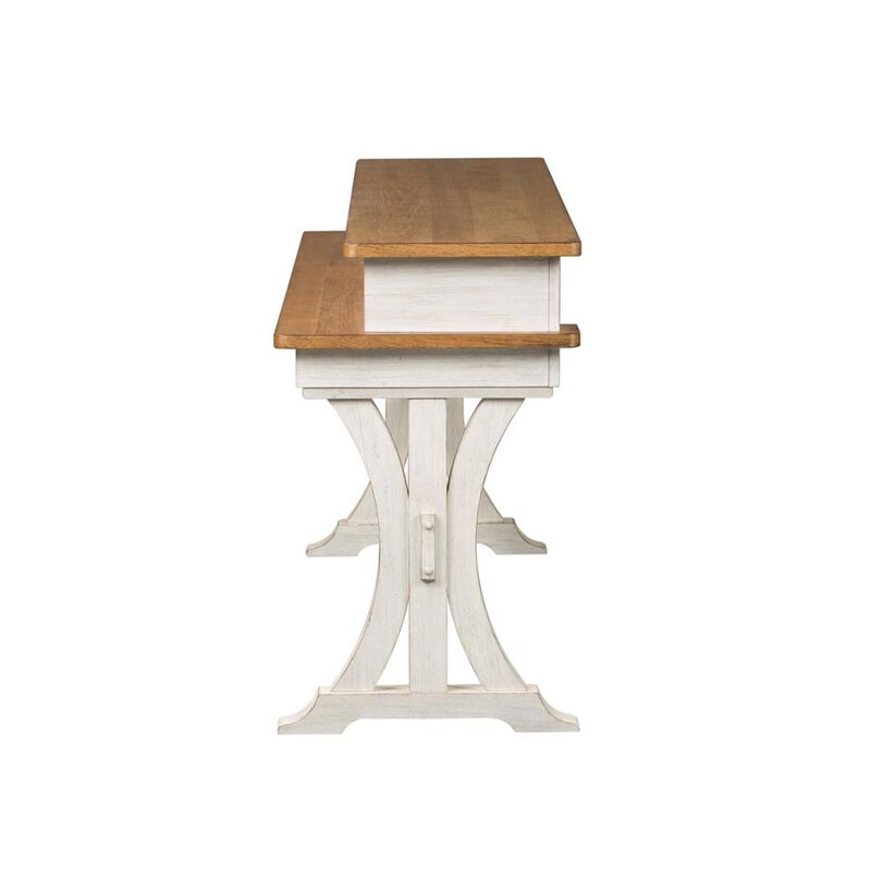 Liberty Furniture Farmhouse Reimagined Console Bar Table in Antique White w/ Chestnut Top image number 3
