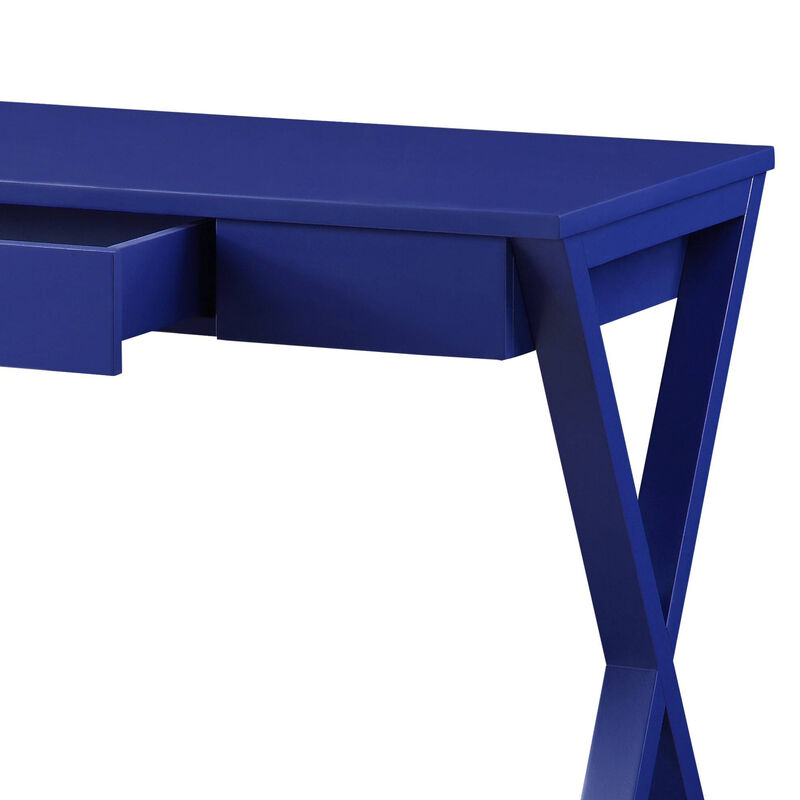 GOODSILO Stylish Modern Writing Desk with Storage Drawer and X-Shaped Wooden Base for Home Office Workspace Organization image number 4