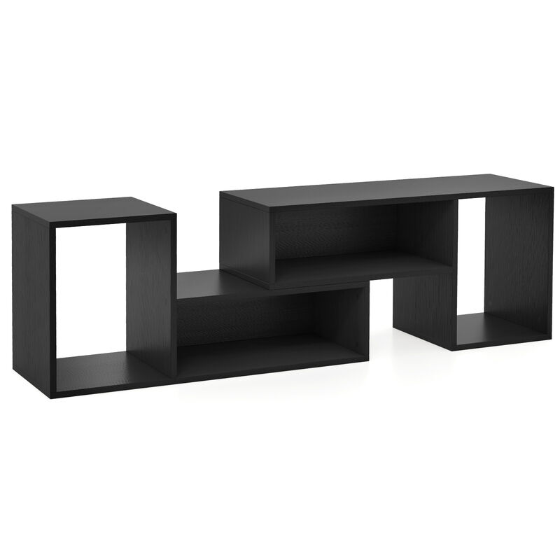 Versatile 2-Piece TV Stand for 55" TVs with Adjustable Sections and Storage Cubes