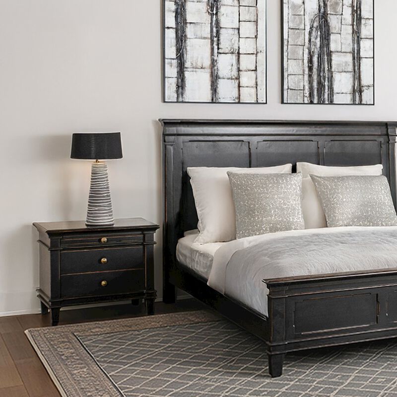 World Interiors Trento 30" Nightstand in Distressed Black image number 5