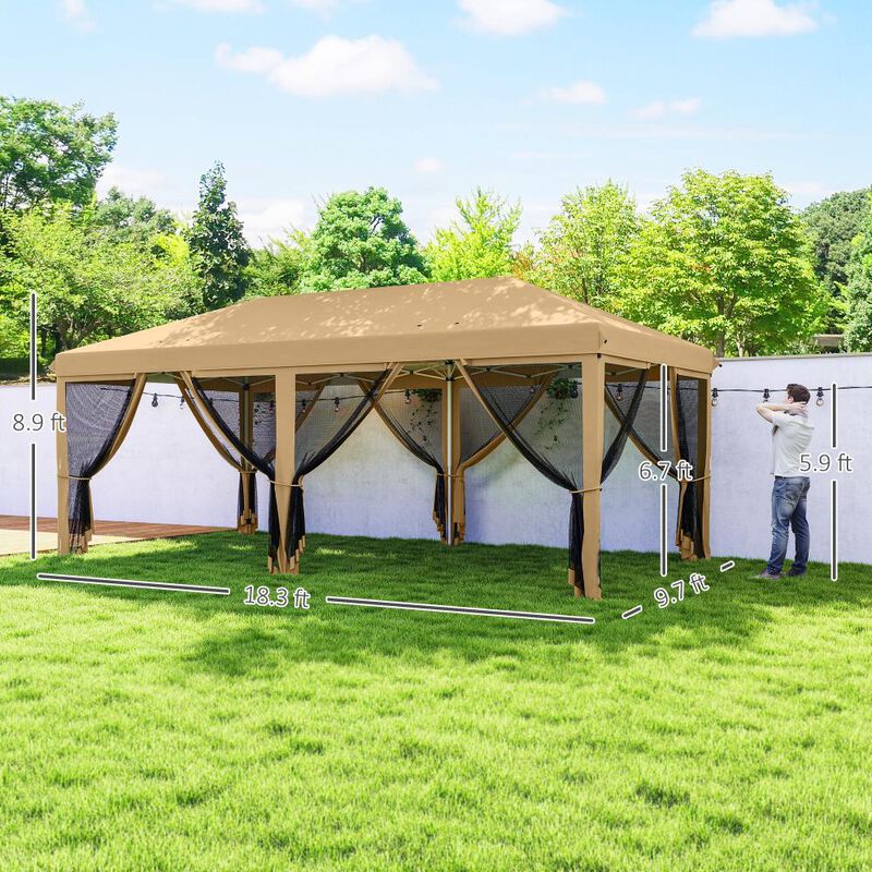 Hivvago 10' x 20' Pop Up Canopy Tent with Netting and Carry Bag image number 2