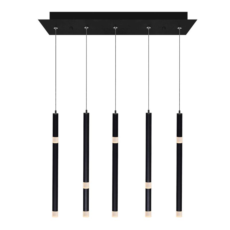 CWI Lighting Flute 5 Light LED Chandelier With Black Finish