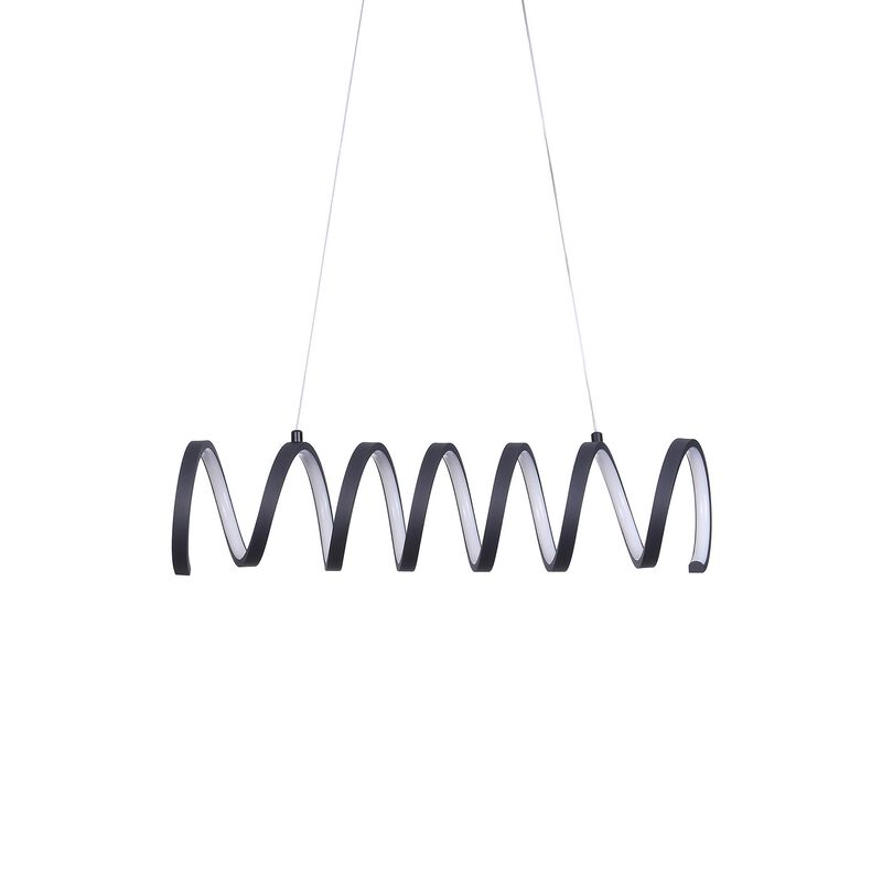 Modern Ceiling Pendant Light, Suspended Aluminum Spiral Loop, 23 Inch - Benzara