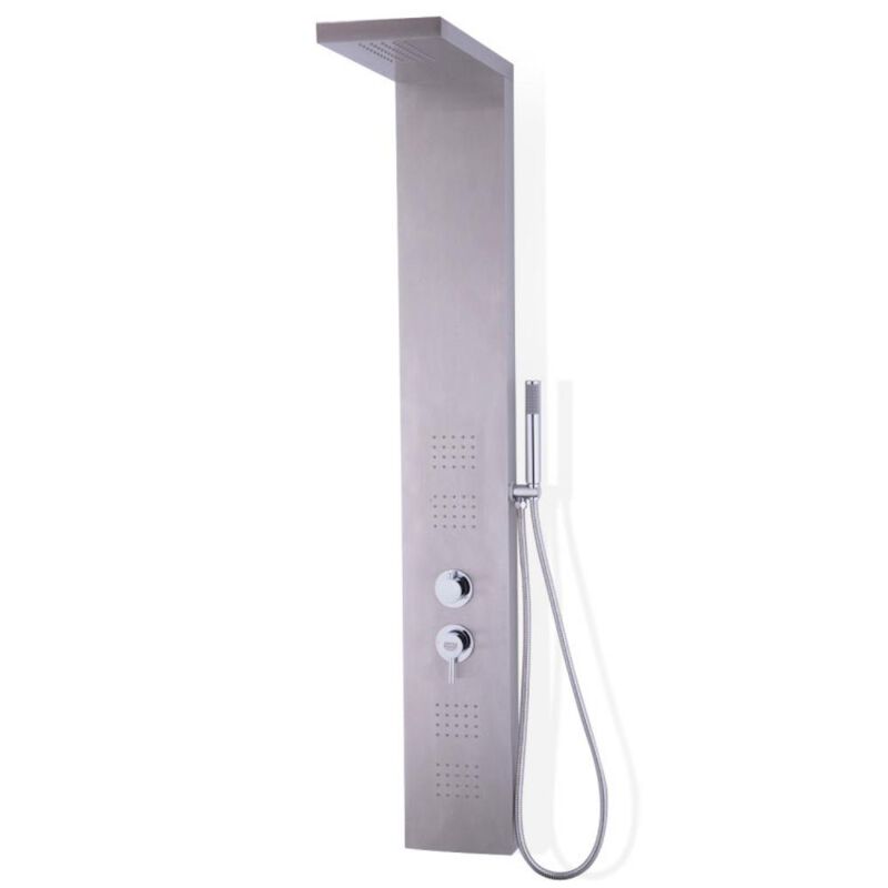 Brushed Stainless Steel Shower Panel with Rainfall and Waterfall Features for Luxury Bathroom