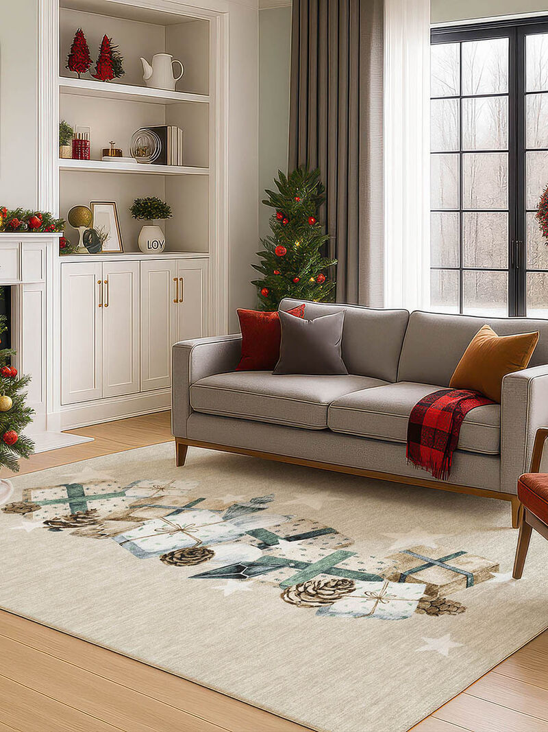 Merry & Bright MY27 Beige 8' x 10' Rug