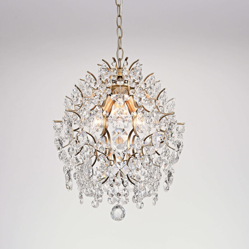 Alice Indoor 3-light Brushed Brass Crystal Chandelier image number 1