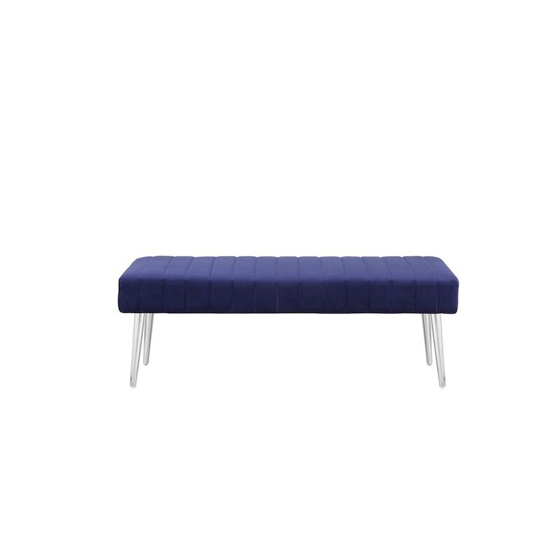 Pangea Home Hilda Bench Velvet Navy